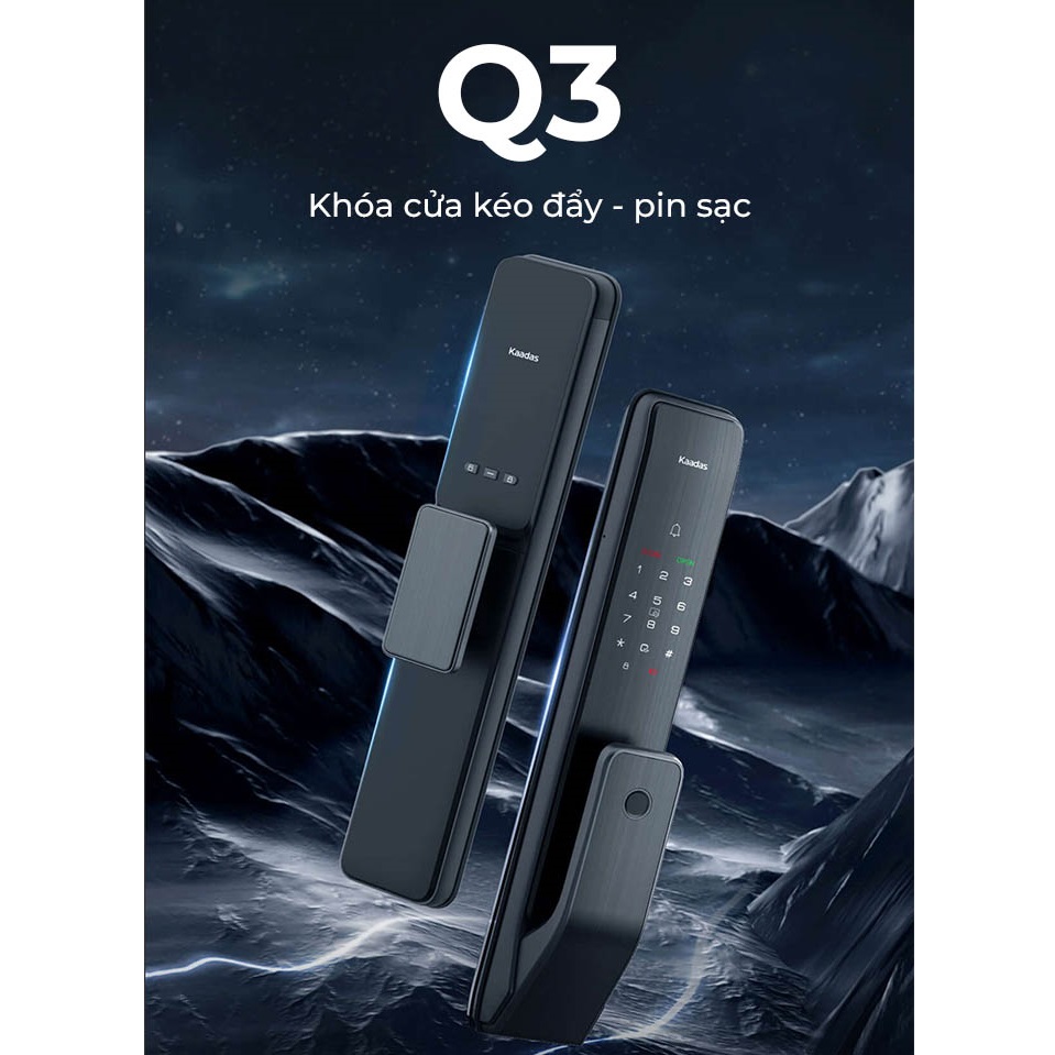 Khóa vân tay Kaadas Q3, khóa kéo đẩy, khóa thông minh_1